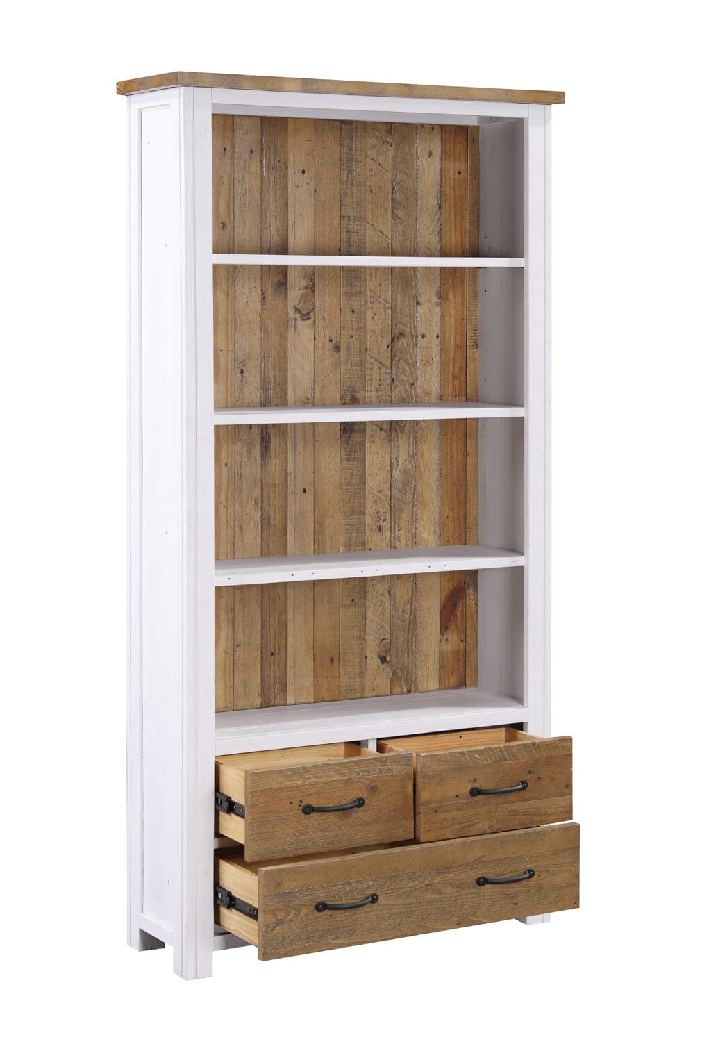 Baumhaus Splash of White - Large Open Bookcase with Drawers (VTTW01A)