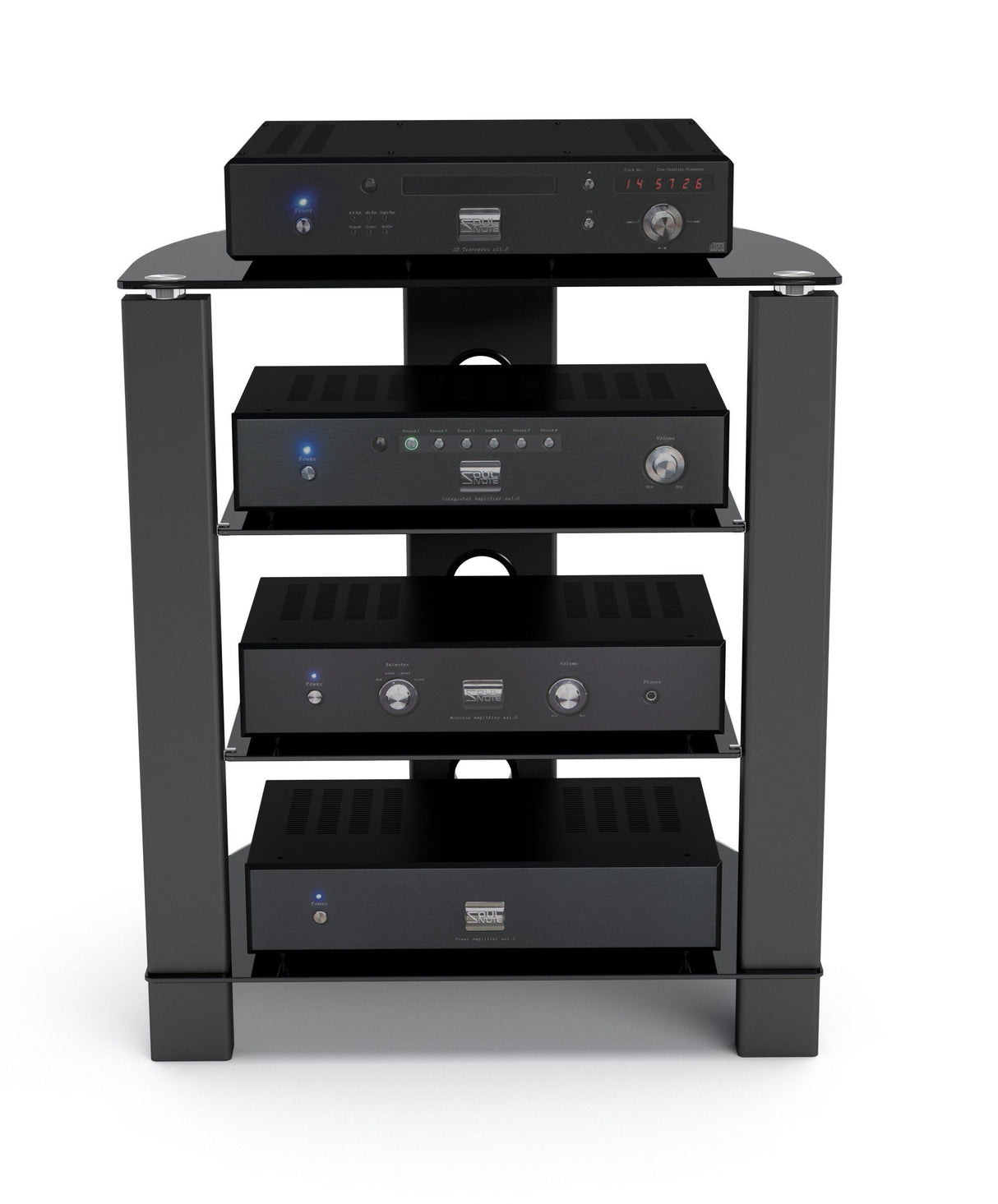 TTAP Vision 4 Shelf Hi-Fi Stand in Black with Black Glass (TVS1013)