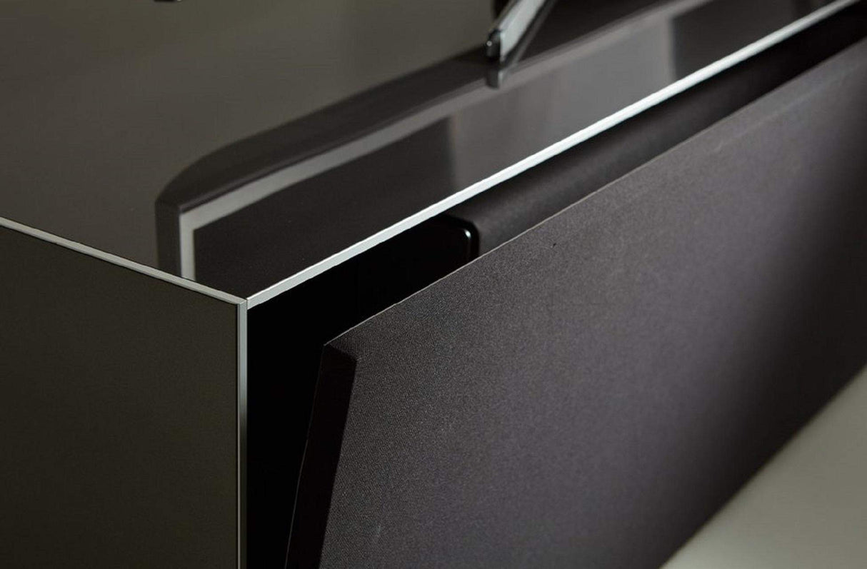 Optimum Project 1300F Enclosed Gloss Black TV Cabinet with Fabric Front