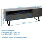 Alphason Carbon 1600 Black and Grey TV Stand ADCA1600-GRY