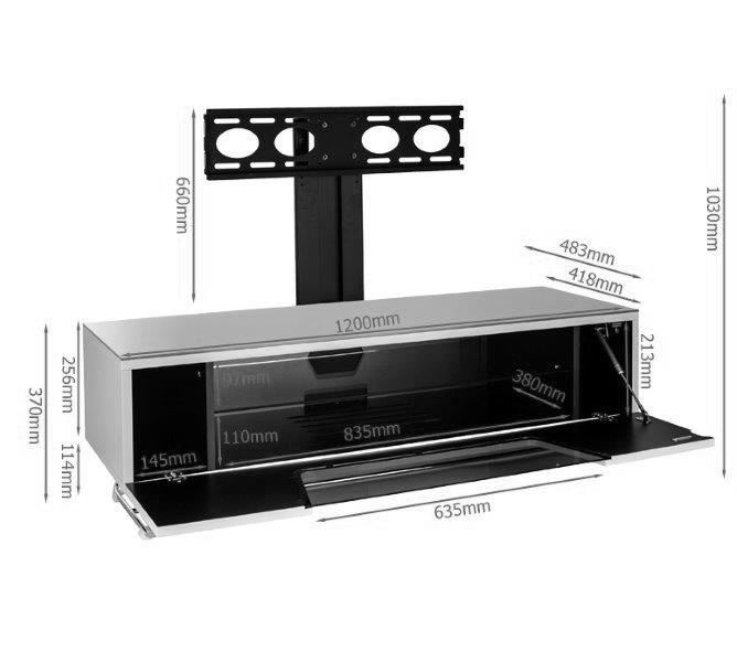 Alphason Chromium 1200mm TV Stand with Bracket in Grey (CRO2-1200BKT-GR)