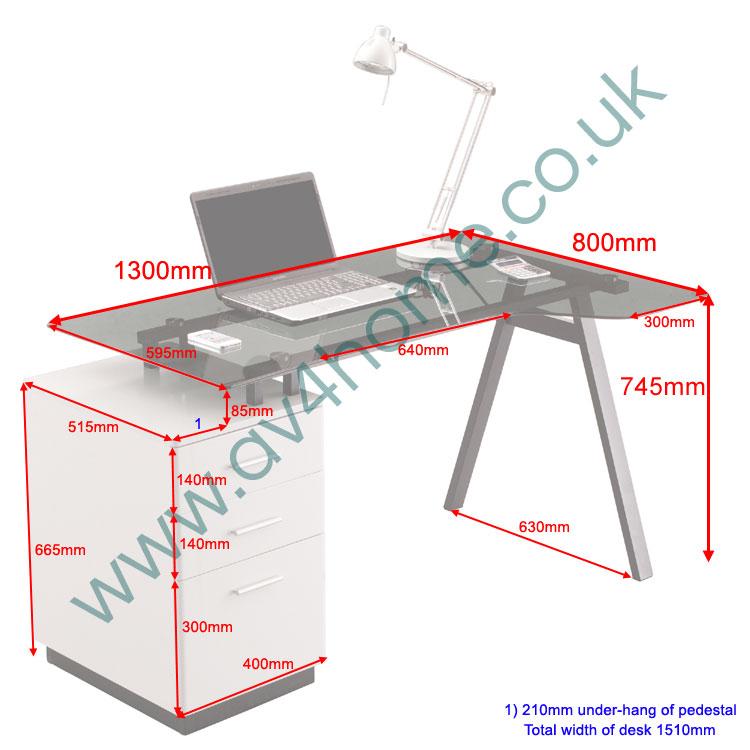 Alphason Cleveland 4 Workstation - Glass Top - Pedestal - Smoked Grey