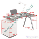 Alphason Cleveland 4 Workstation - Glass Top - Pedestal - Smoked Grey