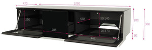 Alphason Element EMT1250 High Gloss Black TV Cabinet