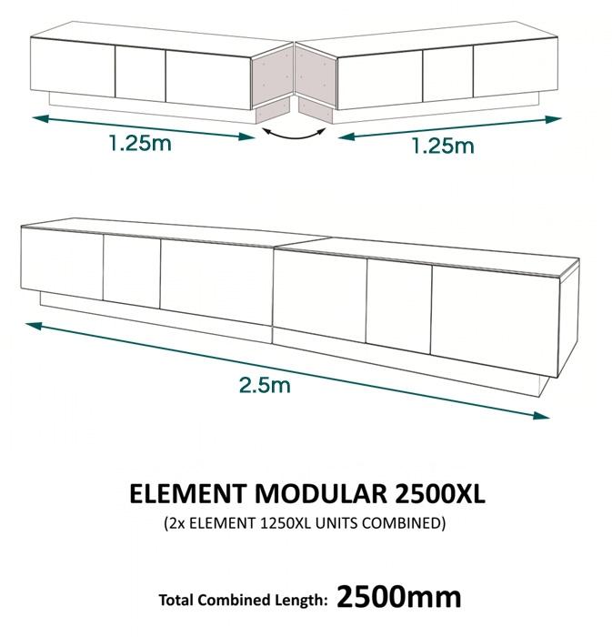 Alphason Element EMT2500XL High Gloss Grey TV Cabinet 520mm Tall