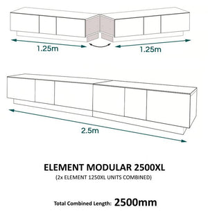 Alphason Element EMT2500XL High Gloss Black TV Cabinet 520mm Tall