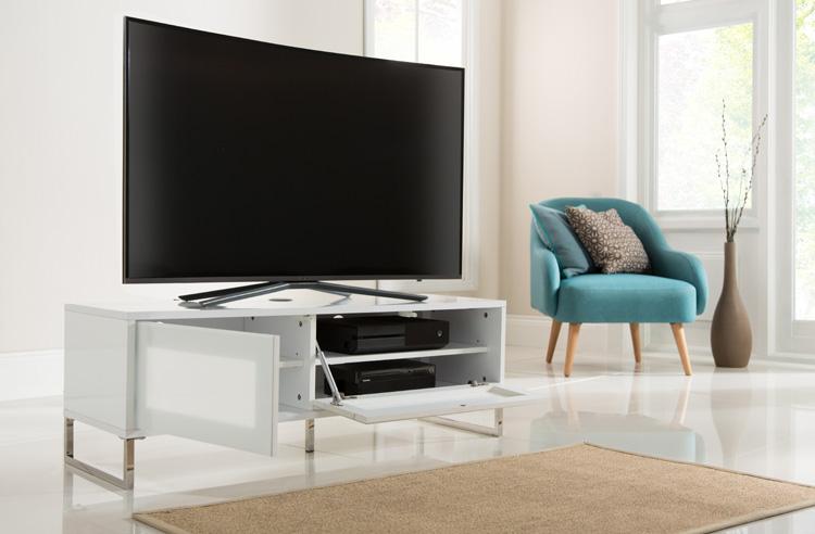 Alphason Helium 1200mm White Wall Mountable / Free Standing TV Stand (ADHE1200-WHI)