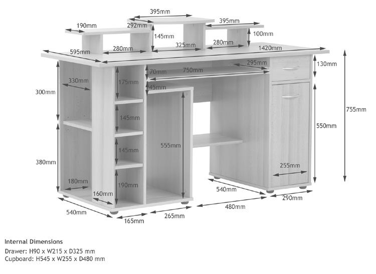 Alphason SAN DIEGO AW12004WHI White Office Desk
