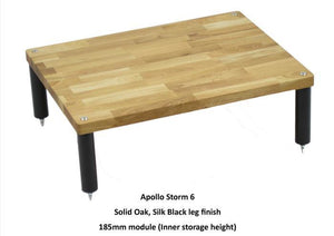 Apollo Storm 6 Solid Oak and Black 3 Shelf Hi-Fi Rack