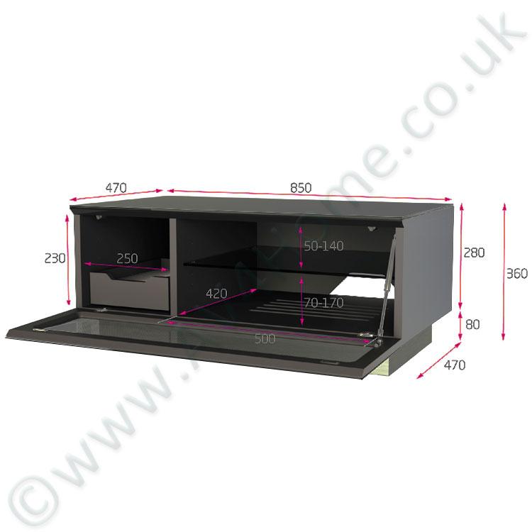 Alphason Element EMT850 High Gloss Black TV Cabinet
