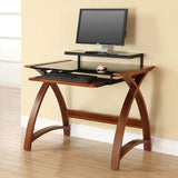 Jual Helsinki Curved 900mm Wide Computer Desk in Walnut and Black Glass