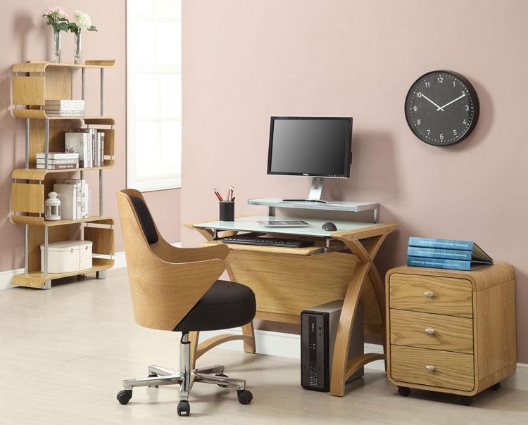 Jual Bali Curved Bookcase in Oak (BS201-OAK)