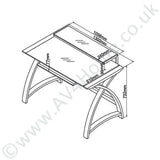 Jual Helsinki Curved 1300mm Computer Desk in Oak with White Glass
