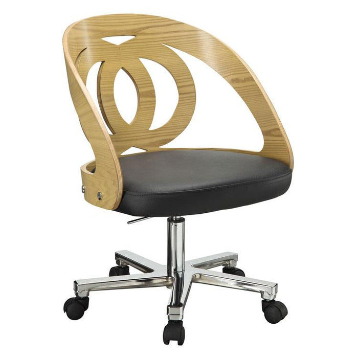 Jual Curve PC606-Oak Executive Chair in Oak and Black Leather