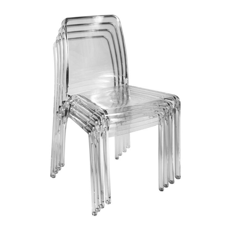Teknik Clarity Clear Polycarbonate Chairs, Pack of 4 (6908TR)