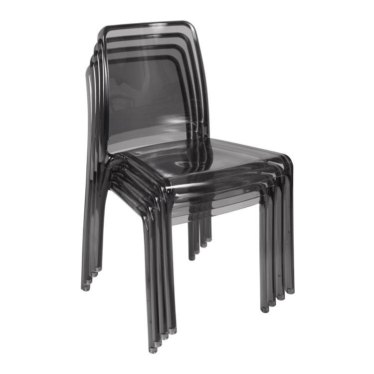 Teknik Clarity Smoked Polycarbonate Chairs, Pack of 4 (6908SM)