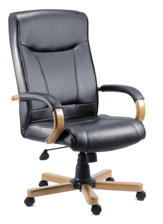 Teknik Kingston Black Leather Executive Chair with Light Wood (8512HLW)