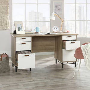 Teknik Avon Oak and White Desk with Leather Handles (5423235)