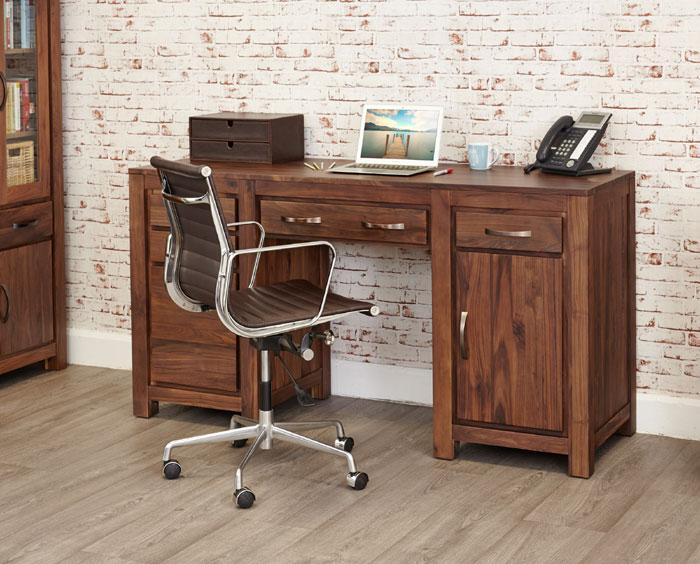 Baumhaus Mayan Walnut Twin Pedestal Home Office Desk (CWC06B)