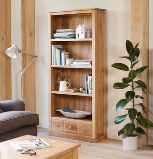 Baumhaus Mobel Oak Large 3 Drawer Bookcase (COR01A)