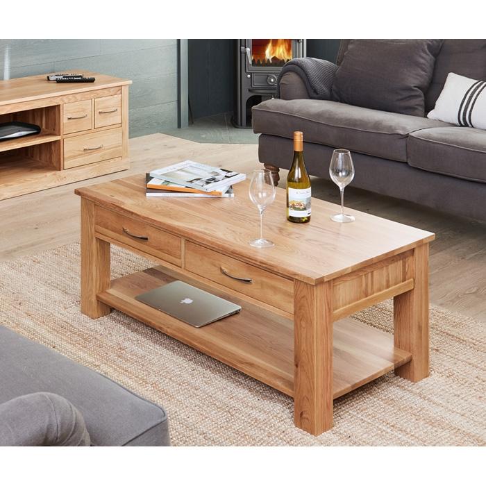 Baumhaus Mobel Oak Four Drawer Coffee Table (COR08D)