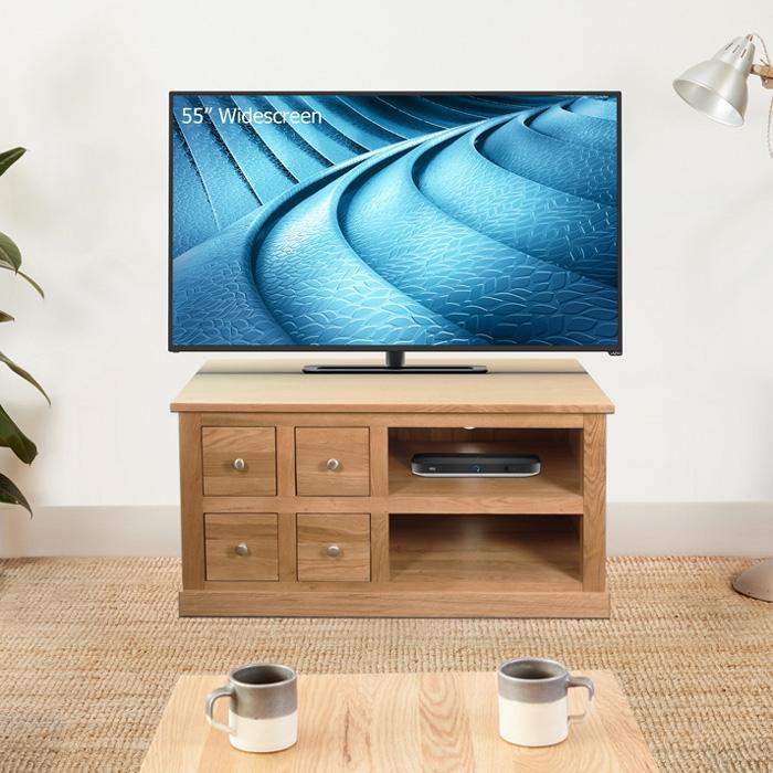 Baumhaus Mobel Oak Four Drawer Television Cabinet (COR09A)