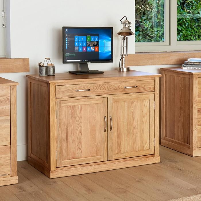 Computer desk with online hidden printer storage
