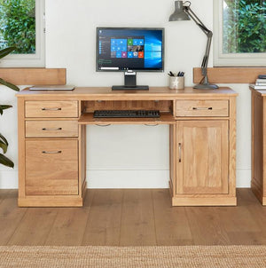 Baumhaus Mobel Oak Twin Pedestal Computer Desk (COR06C)