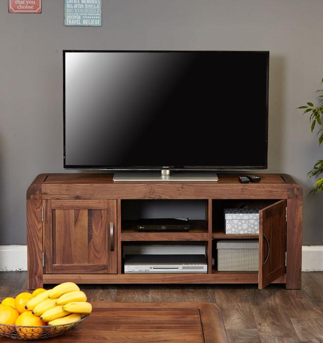 Baumhaus Shiro Walnut Widescreen Television Cabinet (CDR09B)