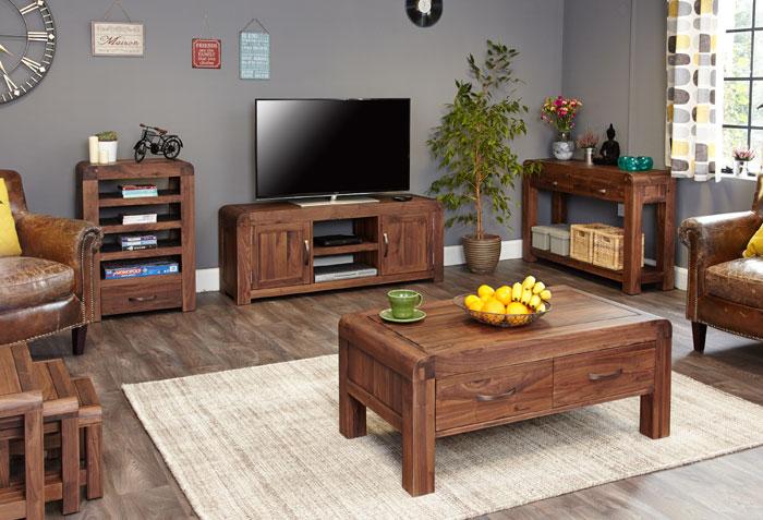 Baumhaus Shiro Walnut Widescreen Television Cabinet (CDR09B)
