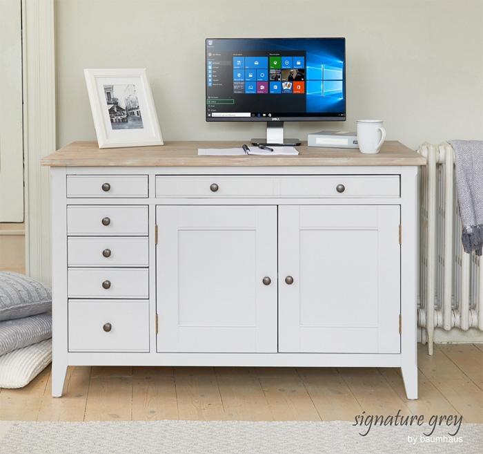 Baumhaus Signature Grey Hidden Home Office Desk (CFF06A)
