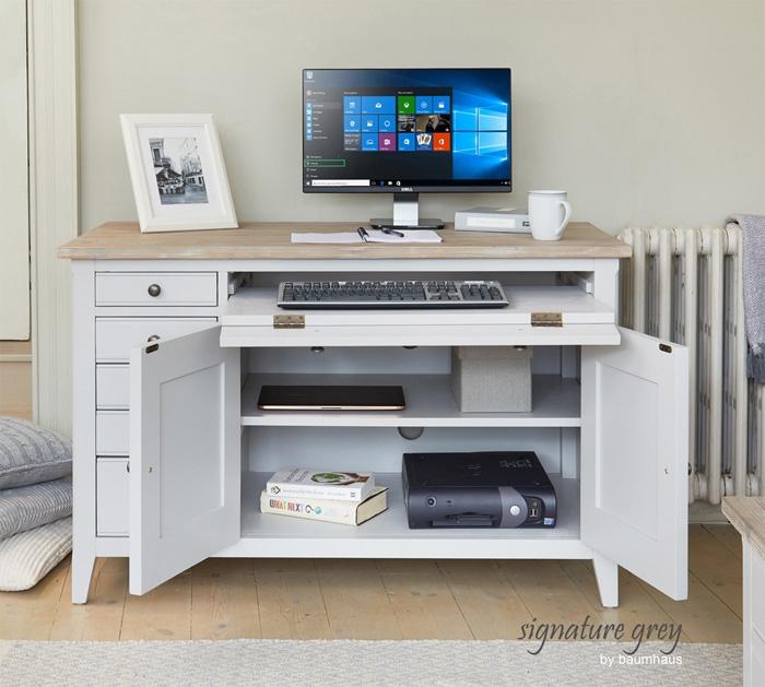 Baumhaus Signature Grey Hidden Home Office Desk (CFF06A)