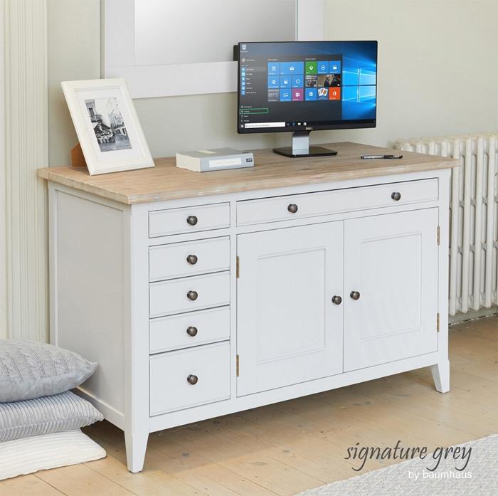 Baumhaus Signature Grey Hidden Home Office Desk (CFF06A)