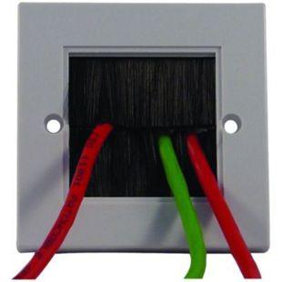 White Plastic Brush Wall Plate Single Gang with Black Brushes