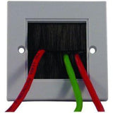 White Plastic Brush Wall Plate Single Gang with Black Brushes