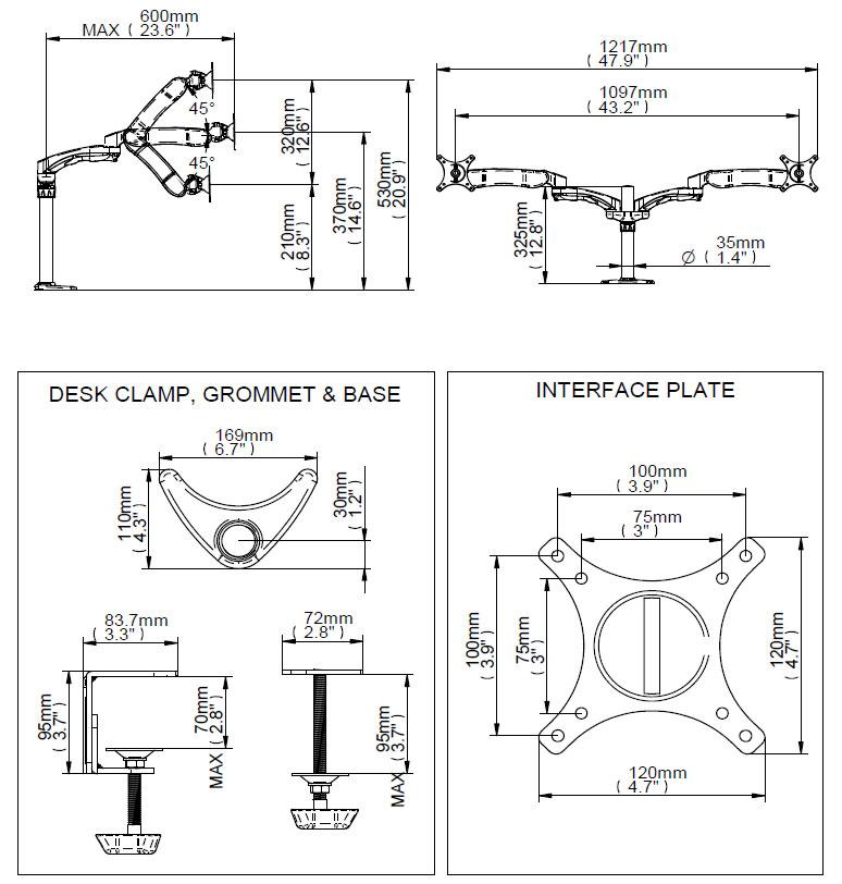 B-Tech BT7384 - Full Motion Dual Gaming Monitor Mounts