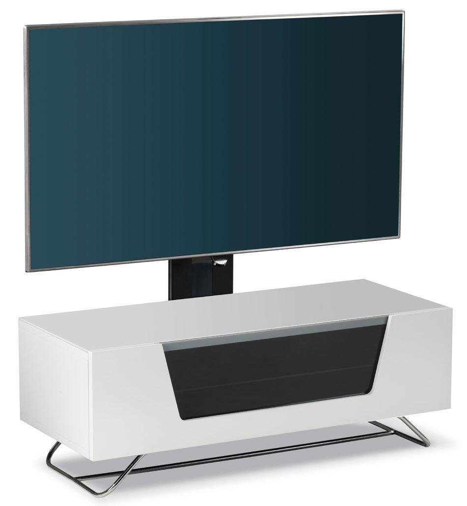 Alphason Chromium 1200mm TV Stand with Bracket in White (CRO2-1200BKT-WH)