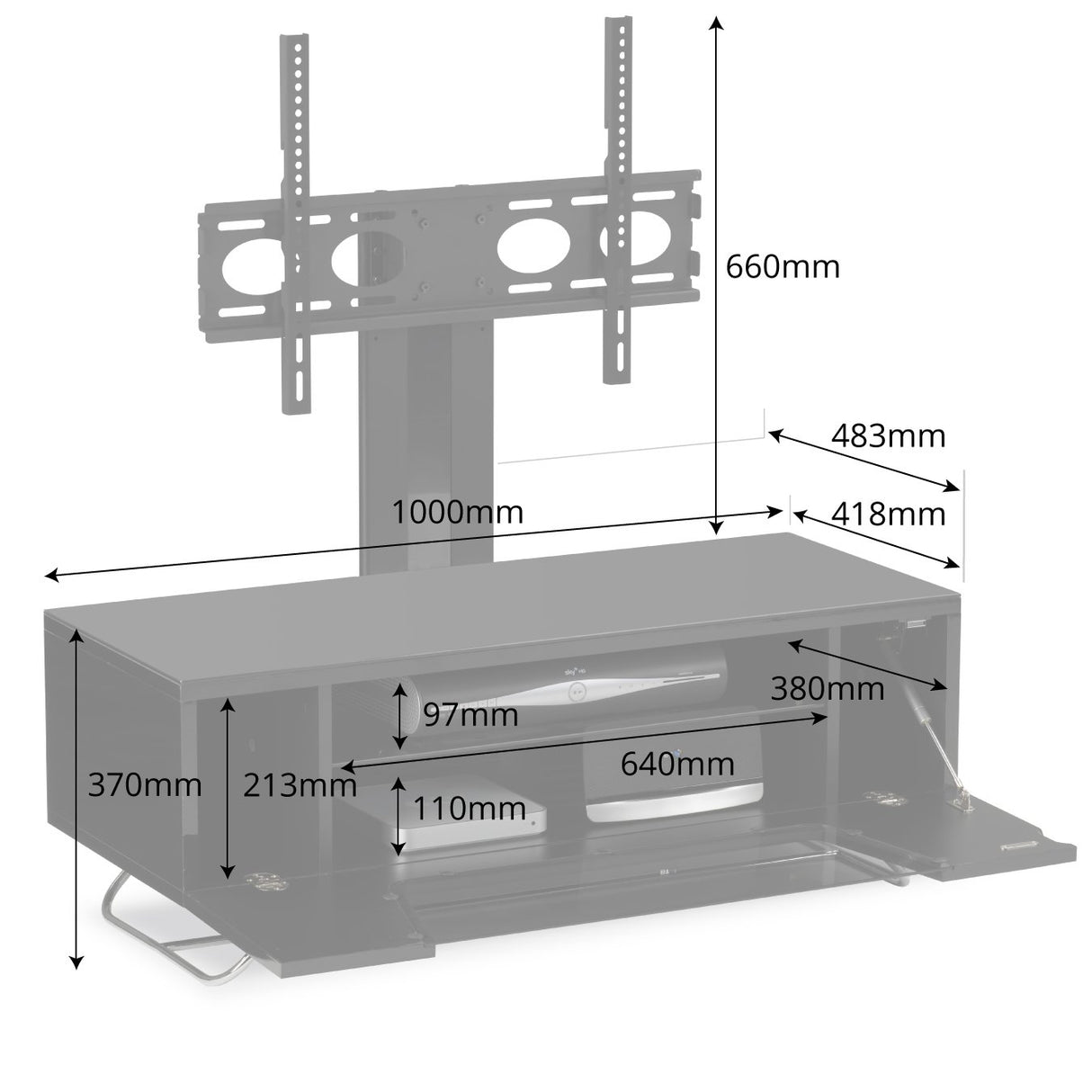 Alphason Chromium 2 White Cantilever TV Stand (CRO2-1000BKT-WHT)