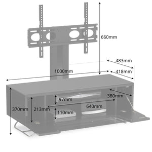 Alphason Chromium 2 Grey Cantilever TV Stand (CRO2-1000BKT-GRY)