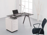 Alphason Cleveland 4 Workstation - Glass Top - Pedestal - Smoked Grey