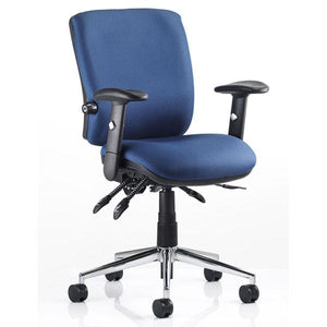 Dynamic Chiro Medium Back Ergonomic 24Hr Executive Chair in Blue Fabric