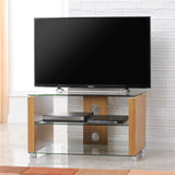 TTAP Elegance TV Stand in Oak and Clear Glass (AVS-L611-1200-3OC)