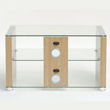 TTAP Elegance TV Stand in Oak and Clear Glass (AVS-L611-800-3OC)