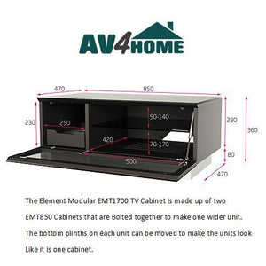 Alphason Element EMT1700 High Gloss Black TV Cabinet