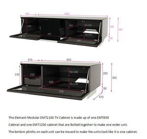 Alphason Element EMT2100 High Gloss Grey TV Cabinet