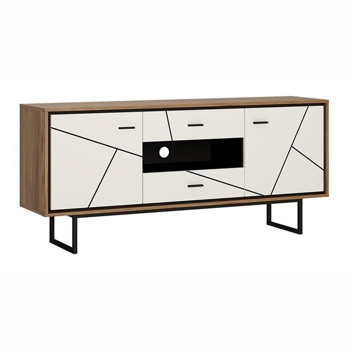 Furniture To Go Brolo 2 Door 2 Drawer TV Unit With Walnut and High Gloss White (4344153)