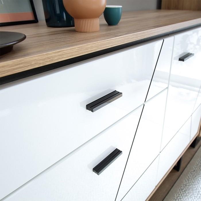 Furniture To Go Brolo 3 Door 1 Drawer Wide Sideboard With Walnut And High Gloss White (4344353)