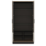 Furniture To Go Brolo Tall Wide Glazed Display Cabinet With Walnut And High Gloss White (4341453)