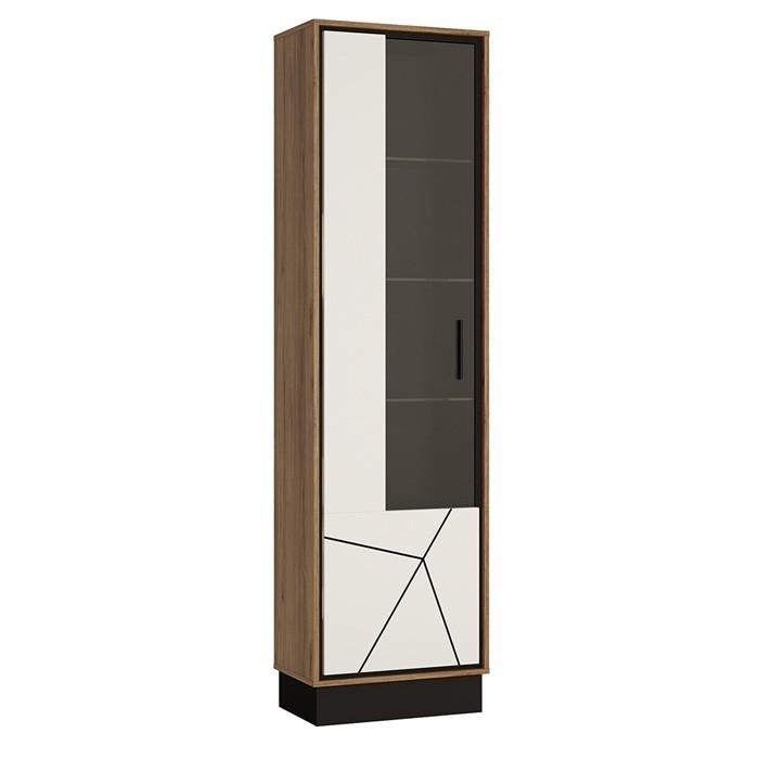 Furniture To Go Brolo Tall Glazed Left Hand Cabinet Walnut And High Gloss White (4341353)
