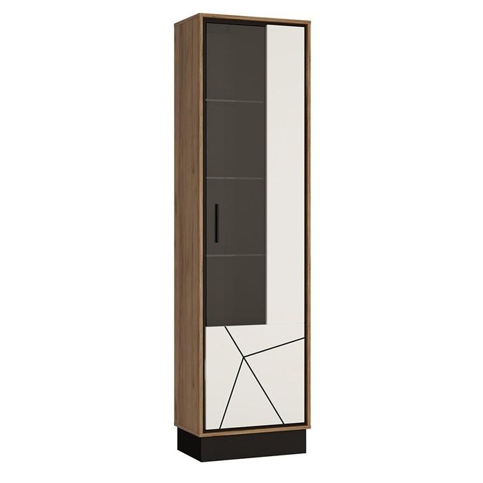 Furniture To Go Brolo Tall Glazed Right Hand Cabinet Walnut And High Gloss White (4341253)